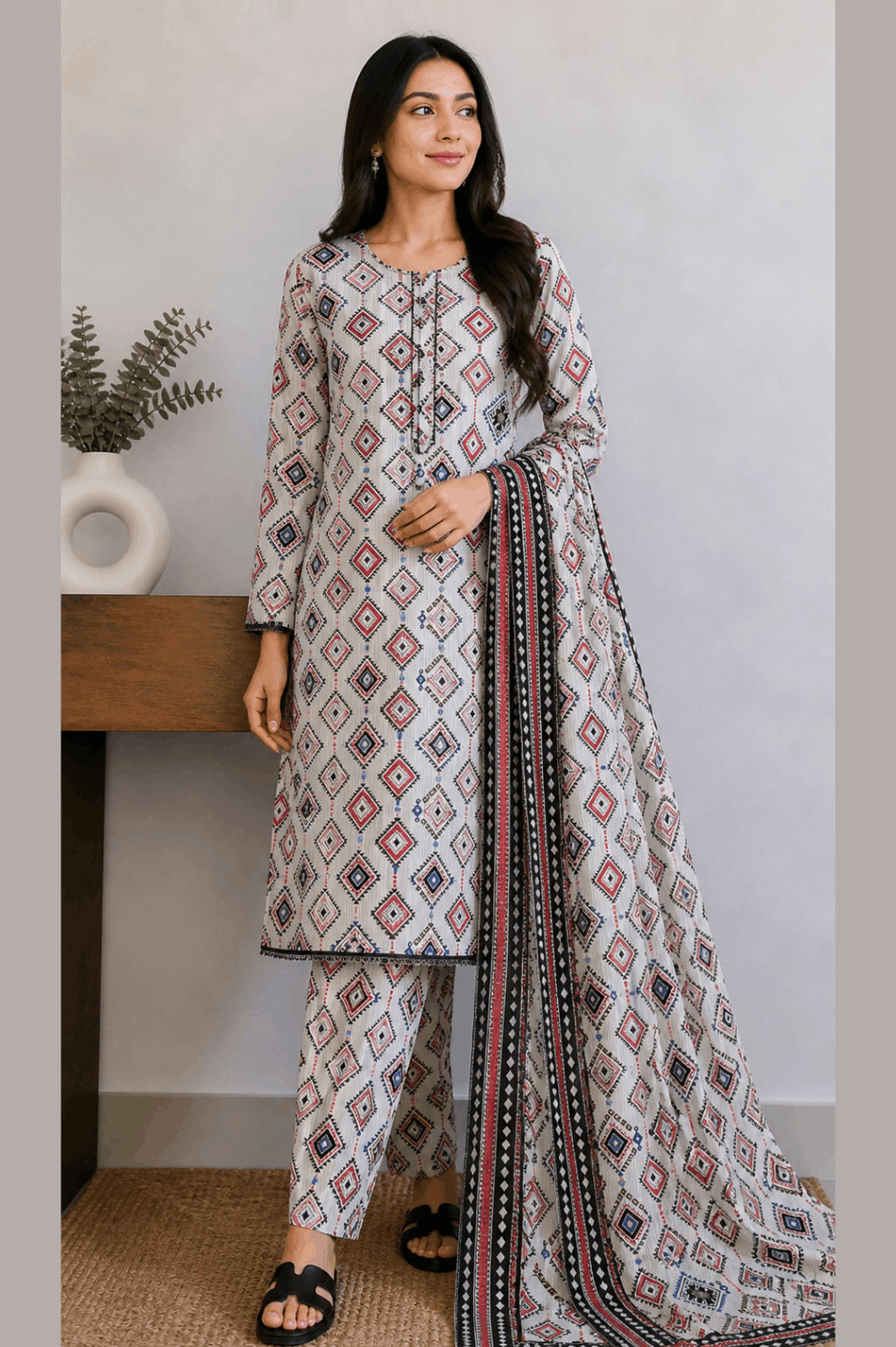 Breeza Digital Printed 3PC Ready to Wear Design No- 7504
