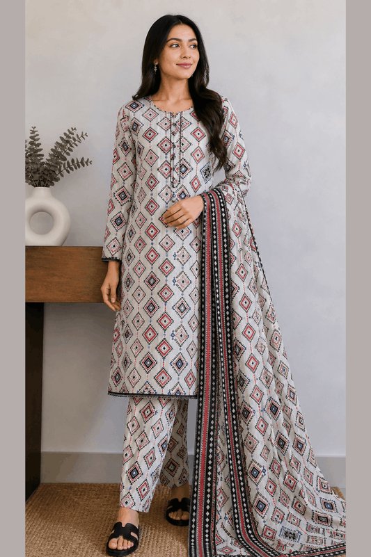 Breeza Digital Printed 3PC Ready to Wear Design No- 7504