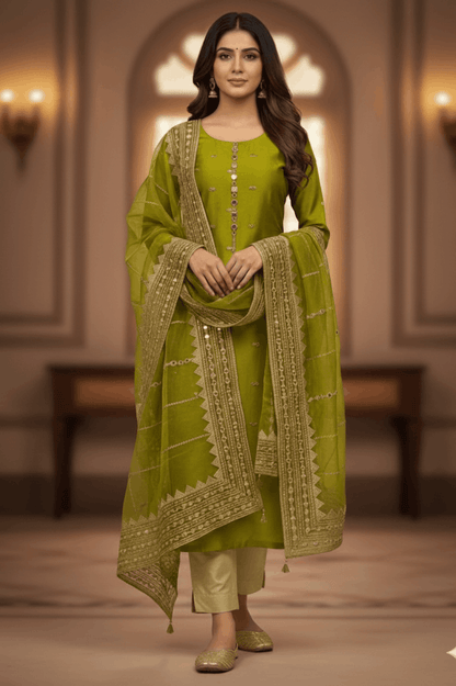 3pc Unstich Full Heavy Embroidered suit - DUE