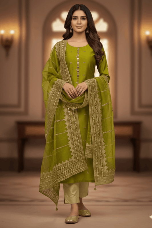 3pc Unstich Full Heavy Embroidered suit - DUE