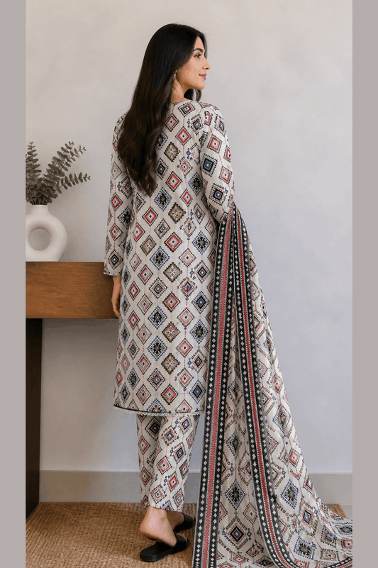 Breeza Digital Printed 3PC Ready to Wear Design No- 7504