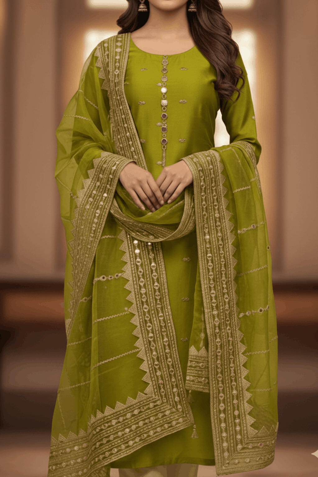 3pc Unstich Full Heavy Embroidered suit - DUE