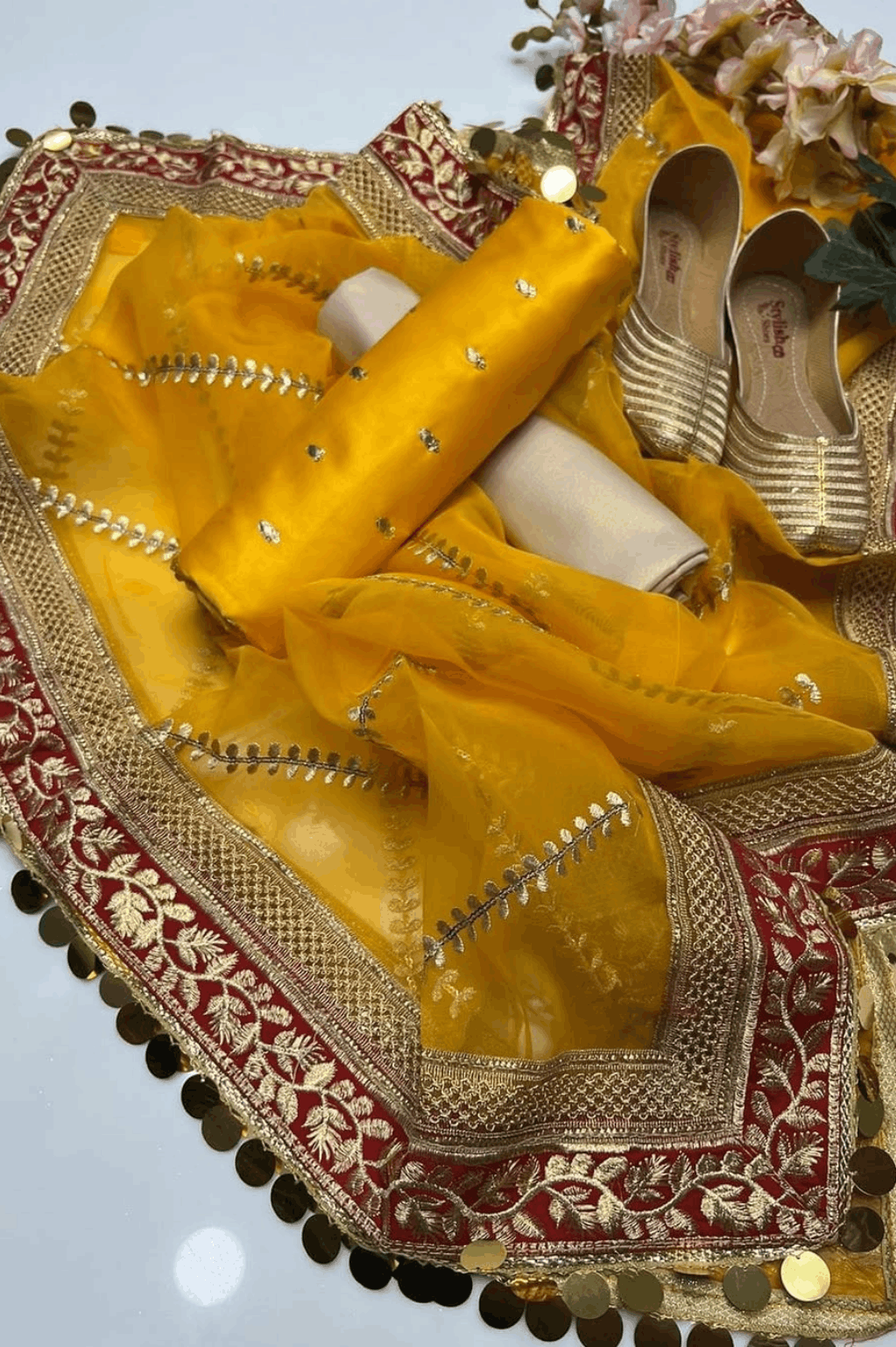 3pc Unstich Full Heavy Embroidered - Yellow