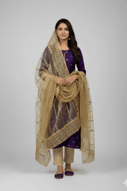 3pc Unstich Full Heavy Embroidered - Skin Jamni