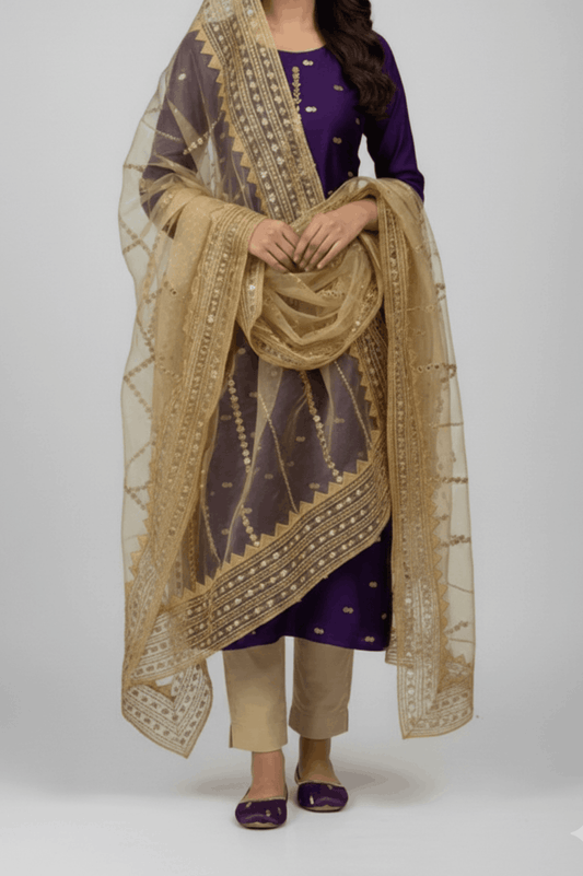 3pc Unstich Full Heavy Embroidered - Skin Jamni