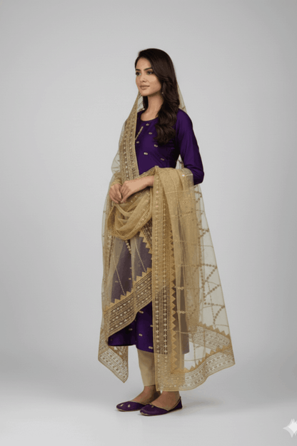 3pc Unstich Full Heavy Embroidered - Skin Jamni
