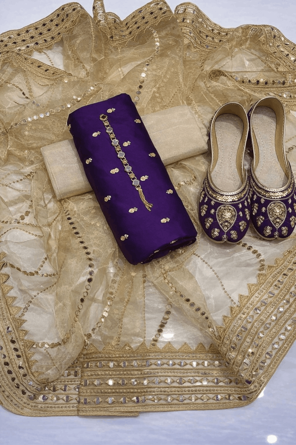 3pc Unstich Full Heavy Embroidered - Skin Jamni
